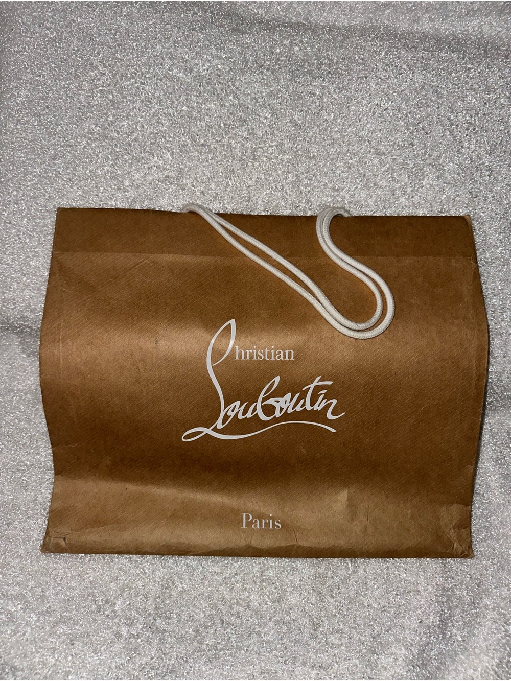 Christian Louboutin Brown Paper Tote with White Rope Handles